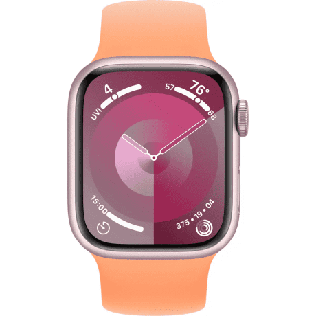 Смарт-годинник Apple Watch Series 9 GPS 41mm Pink Alu. Case w. Orange Sorbet Solo Loop - Size 3 (MR9N3+MTAX3)  Фото №0