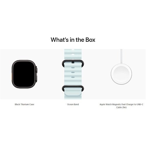 Смарт-часы Apple Watch Ultra 2 GPS + Cellular 49mm Black Titanium Case w. Ice Blue Ocean Band (MYTC3+MYP83)  Фото №2