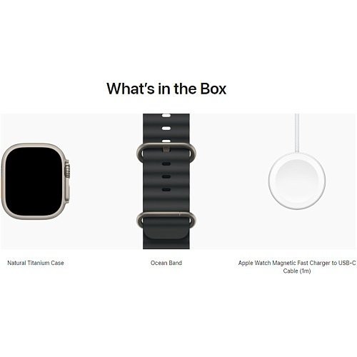 Смарт-годинник Apple Watch Ultra 2 GPS + Cellular 49mm Natural Titan. Case w. Black Ocean Band (MXTL3)  Фото №2