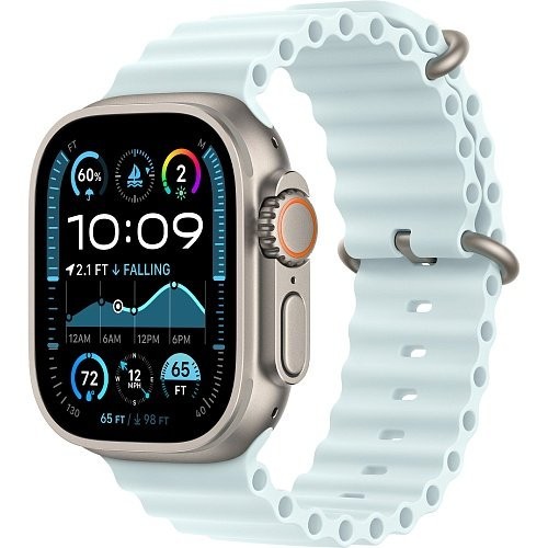 Смарт-часы Apple Watch Ultra 2 GPS + Cellular 49mm Natural Titanium Case w. Ice Blue Ocean Band (MYT03+MXTF3)