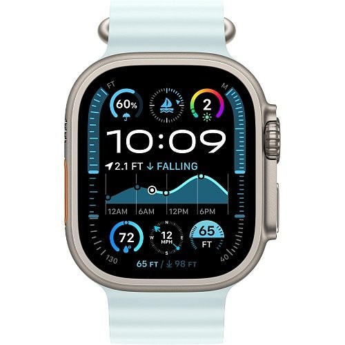 Смарт-часы Apple Watch Ultra 2 GPS + Cellular 49mm Natural Titanium Case w. Ice Blue Ocean Band (MYT03+MXTF3)  Фото №0
