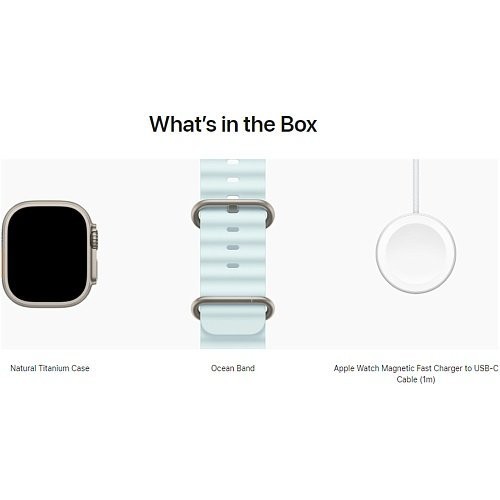 Смарт-часы Apple Watch Ultra 2 GPS + Cellular 49mm Natural Titanium Case w. Ice Blue Ocean Band (MYT03+MXTF3)  Фото №2