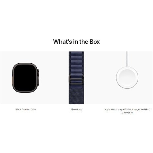 Смарт-годинник Apple Watch Ultra 2 GPS + Cellular 49mm Black Titan. Case w. Navy Alpine Loop - Small (MYTF3+MYPW3)  Фото №2