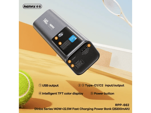 Внешний аккумулятор (павербанк) Remax RPP-662 25200mAh 140W Blue  Фото №2