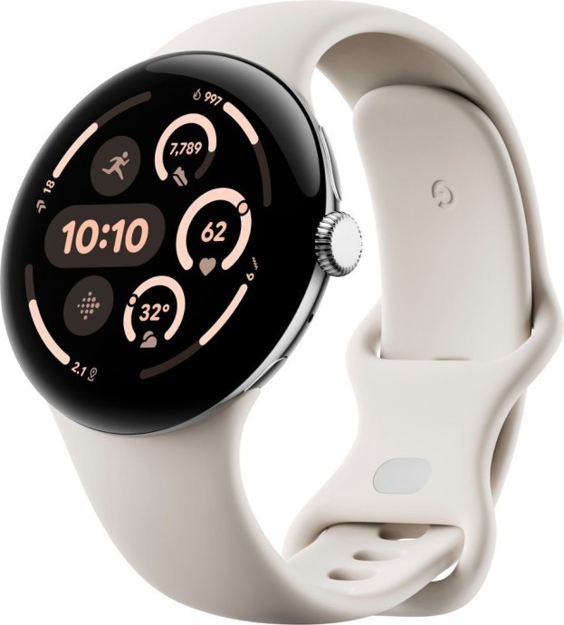 Смарт-годинник Google Pixel Watch 3 45 mm Wi-Fi Polished Silver Aluminum Case/Porcelain Active Band  Фото №0