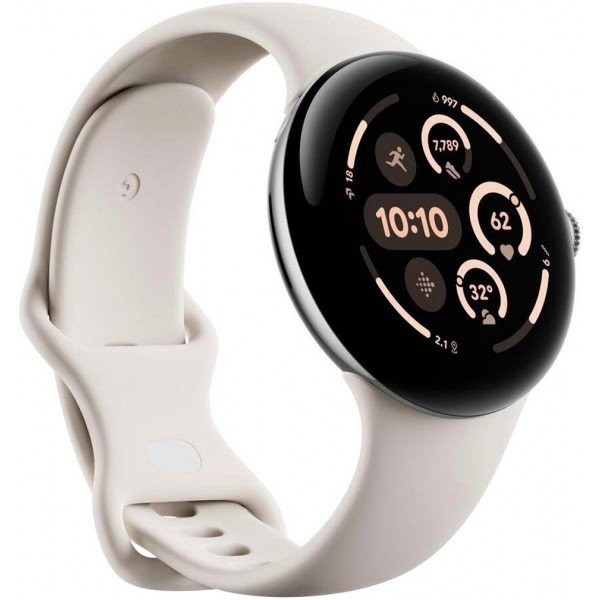 Смарт-годинник Google Pixel Watch 3 45 mm Wi-Fi Polished Silver Aluminum Case/Porcelain Active Band  Фото №1