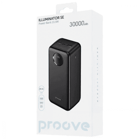 Внешний аккумулятор (павербанк) Proove 30000mAh Illuminator SE 22.5W Black (PBIL30212201)  Фото №0