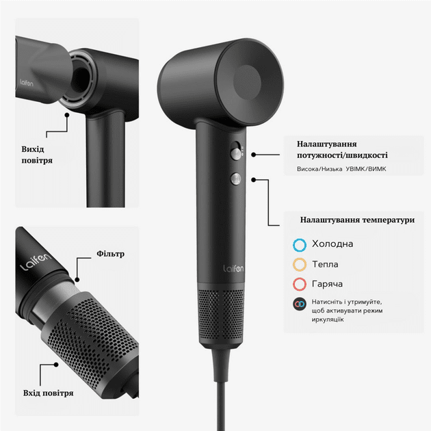Фен Laifen Swift Black  Фото №9