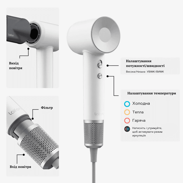 Фен Laifen Swift Special White  Фото №8