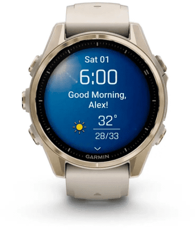 Спортивний годинник Garmin Fenix 8 43mm AMOLED Sapphire Soft Gold w. Fog Gray/Dark Sandstone S. Band (010-02903-10/11)  Фото №5