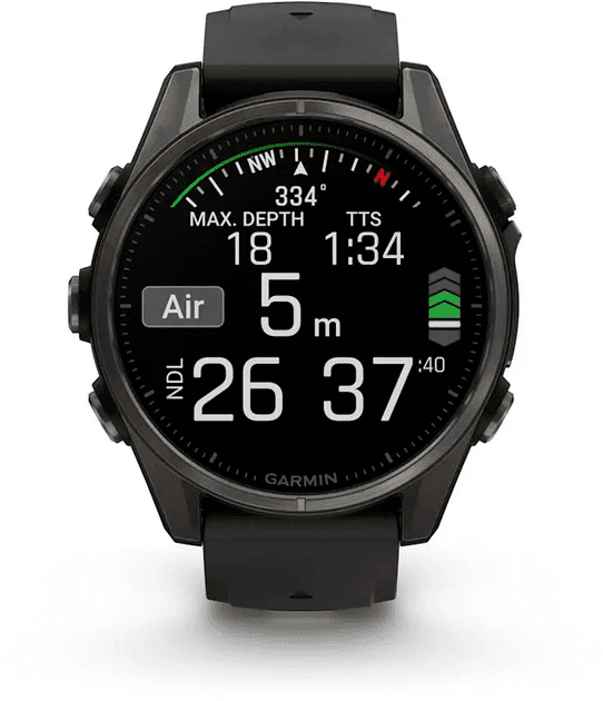 Спортивний годинник Garmin Fenix 8 43mm Amoled Sapphire Carbon Gray DLC Tit. w. Black/Pebble Gray S. Band (010-02903-20/21)  Фото №1