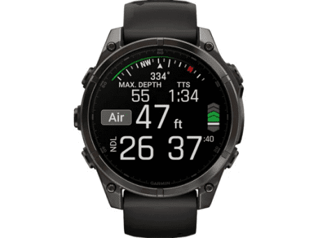 Спортивний годинник Garmin Fenix 8 47mm Amoled Sapphire Carbon Gray DLC Titanium w. Black/Pebble Gray S. Band (010-02904-20/21)  Фото №5