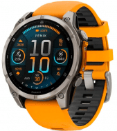 Спортивний годинник Garmin Fenix 8 47mm Amoled Sapphire Titanium w. Spark Orange/Graphite Silicone Band (010-02904-10/11) 