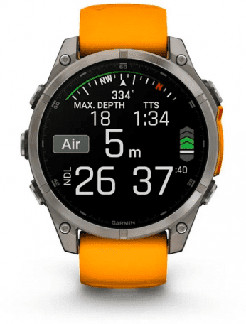 Спортивний годинник Garmin Fenix 8 47mm Amoled Sapphire Titanium w. Spark Orange/Graphite Silicone Band (010-02904-10/11)  Фото №1