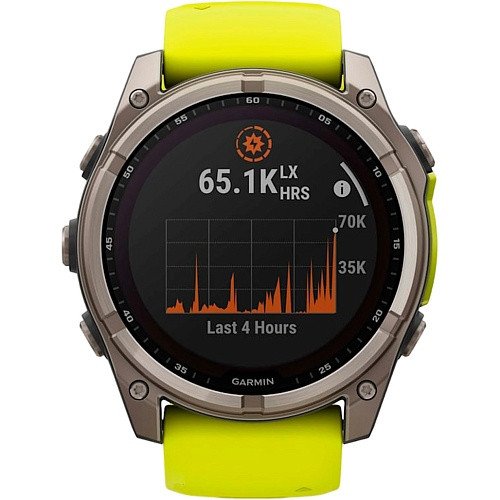 Спортивний годинник Garmin Fenix 8 47mm Solar Sapphire Titanium w. Amp Yellow/Graphite Silicone Band (010-02906-20/21)  Фото №0