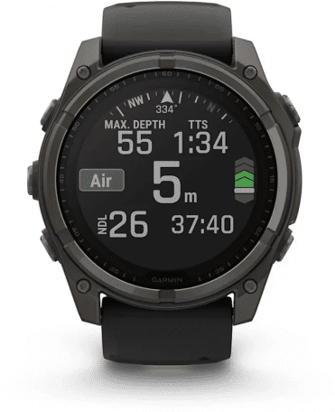 Спортивний годинник Garmin Fenix 8 51mm Solar Sapphire Carbon Gray DLC Titanium w. Black/Pebble Gray S. Band (010-02907-10/11)  Фото №0