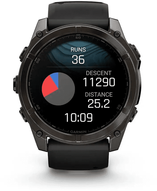 Спортивные часы Garmin Fenix ??8 51mm AMOLED Sapphire Carbon Gray DLC Titanium w. Black/Pebble Gray S. Band (010-02905-20/21)  Фото №4