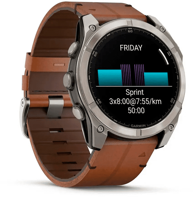 Спортивний годинник Garmin Fenix 8 51mm AMOLED Sapphire Carbon grey DLC w. Chestnut Leather Band (010-02905-40)  Фото №0