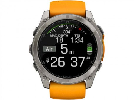 Спортивний годинник Garmin Fenix 8 51mm AMOLED Sapphire Titanium w. Spark Orange/Graphite Silicone Band (010-02905-10/11)  Фото №1