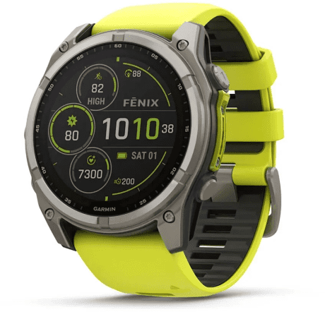 Спортивные часы Garmin Fenix ??8 51mm Solar Sapphire Titanium w. Amp Yellow/Graphite Silicone Band (010-02907-20/21)