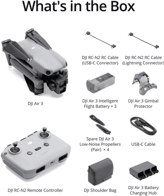 Квадрокоптер DJI Air 3 Drone Fly More Combo с RC-N2 (CP.MA.00000692.01) (no Box)  Фото №11
