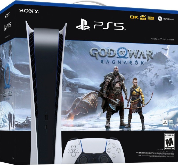 Стаціонарна ігрова приставка Sony PlayStation 5 Digital Edition 825GB God of War Ragnarok Bundle  Фото №0