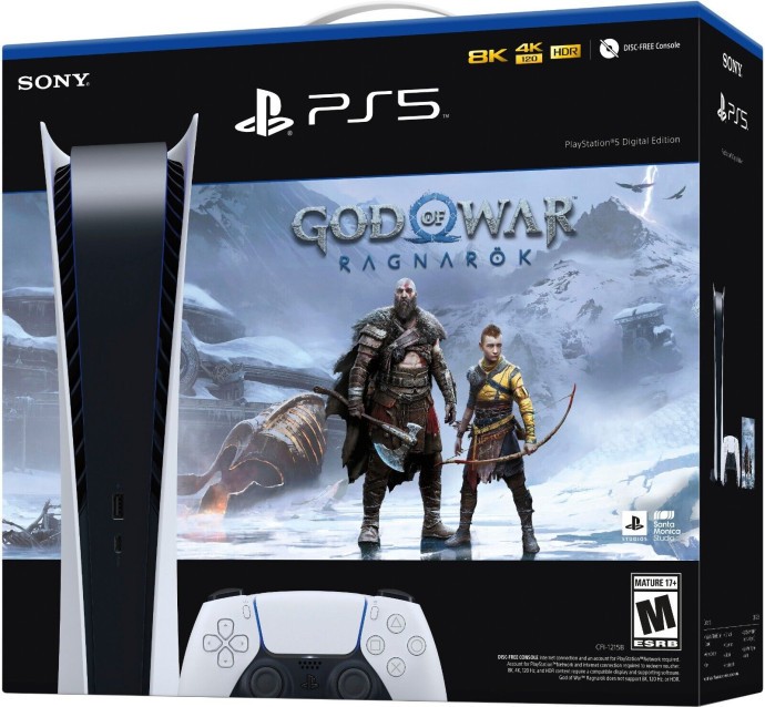 Стаціонарна ігрова приставка Sony PlayStation 5 Digital Edition 825GB God of War Ragnarok Bundle  Фото №1