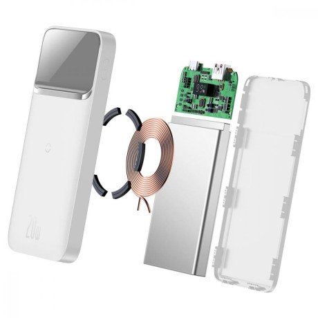 Внешний аккумулятор (павербанк) Baseus Magnetic Wireless Fast Charging 20W 10000mAh White (PPCX010102)  Фото №4