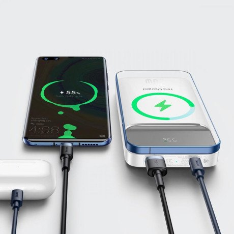 Внешний аккумулятор (павербанк) Baseus Magnetic Wireless Fast Charging 20W 10000mAh White (PPCX010102)  Фото №8