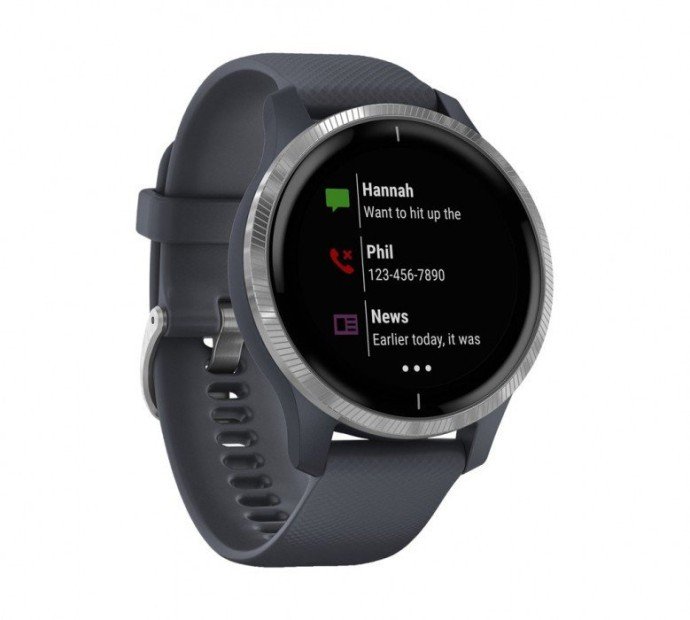 Спортивные часы Garmin Venu Silver Stainless Steel Bezel w. Granite Blue and Silicone B. (010-02173-01/03)  Фото №0