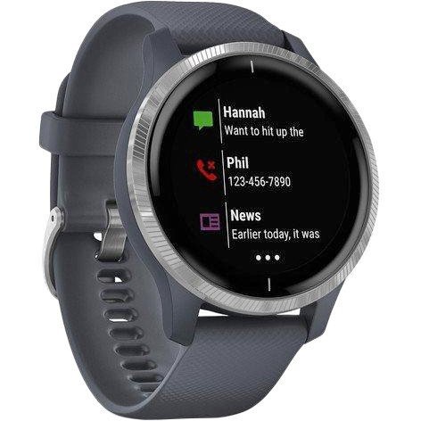 Спортивные часы Garmin Venu Silver Stainless Steel Bezel w. Granite Blue and Silicone B. (010-02173-01/03)  Фото №5