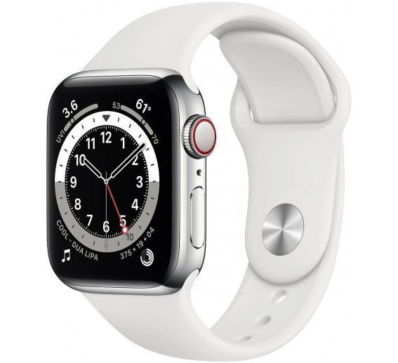 Смарт-часы Apple Watch Series 6 GPS + Cellular 40mm Silver Aluminum Case w. White Sport B. (M02N3)  Фото №1