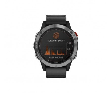 Смарт-годинник Garmin Fenix 6 Solar Silver with black band (010-02410-00)  Фото №0