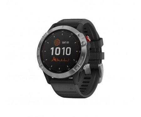 Смарт-годинник Garmin Fenix 6 Solar Silver with black band (010-02410-00)  Фото №1