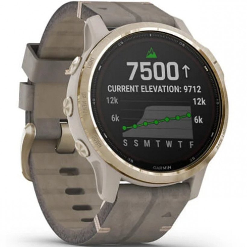 Смарт-годинник Garmin Fenix 6S Pro Solar Edition Light gold with shale grey suede band (010-02409-26  Фото №0