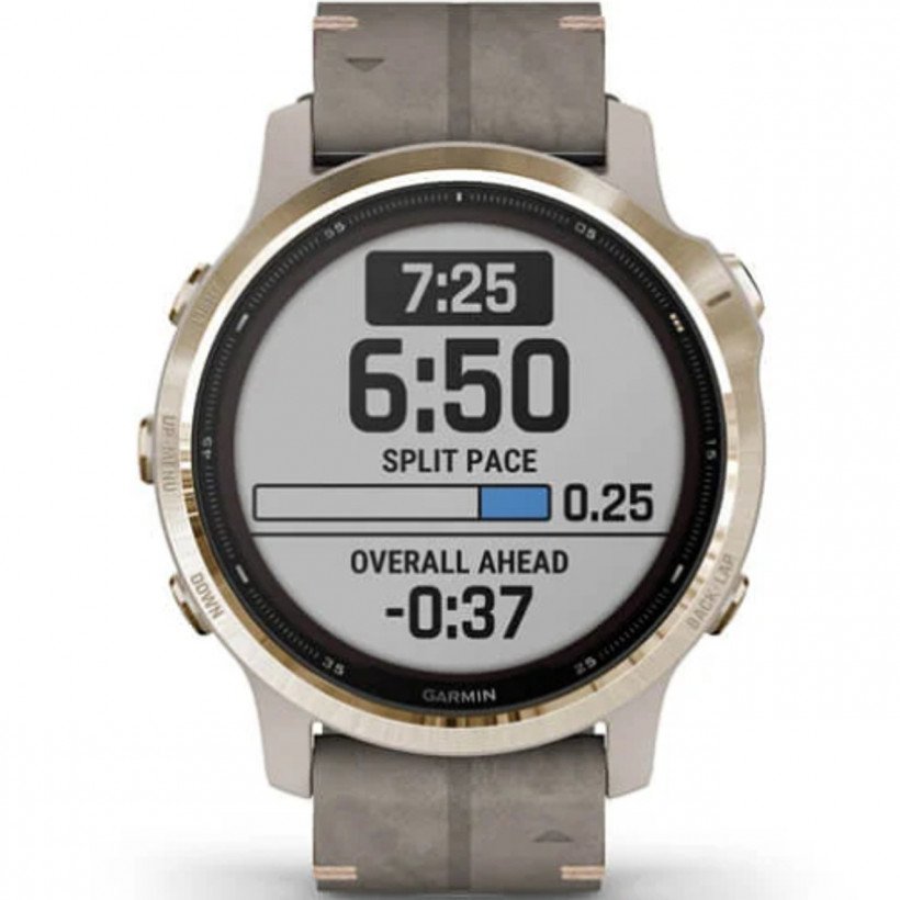 Смарт-годинник Garmin Fenix 6S Pro Solar Edition Light gold with shale grey suede band (010-02409-26  Фото №1