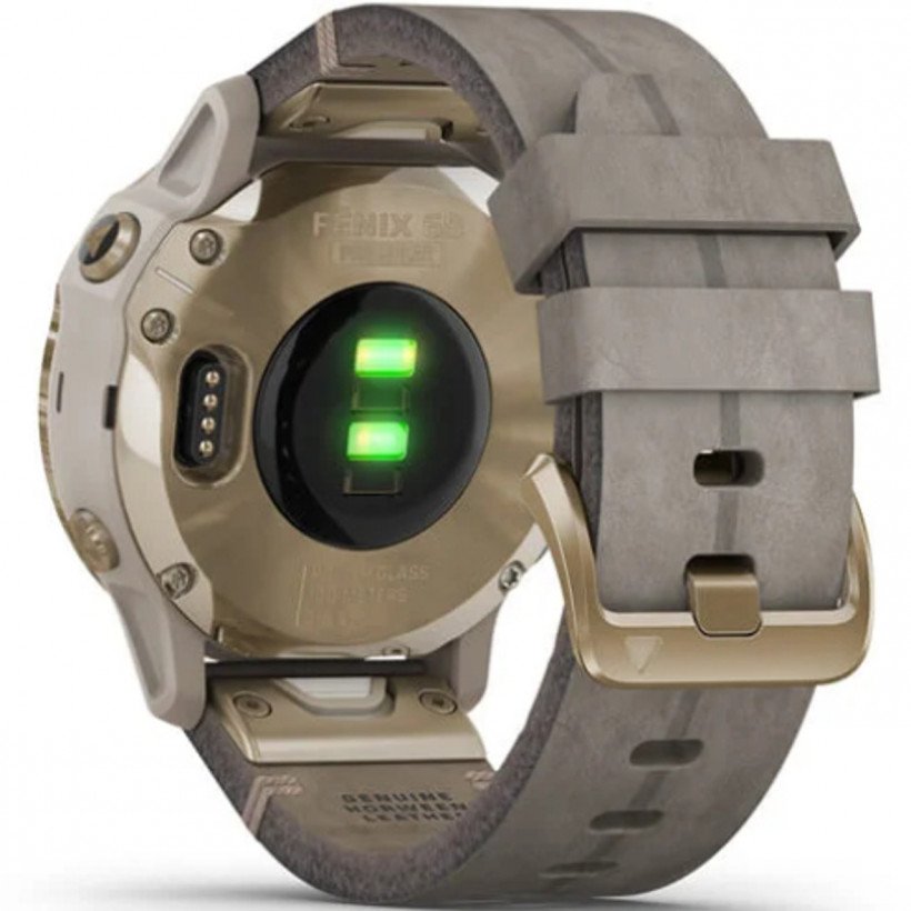 Смарт-годинник Garmin Fenix 6S Pro Solar Edition Light gold with shale grey suede band (010-02409-26  Фото №2