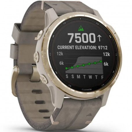 Смарт-годинник Garmin Fenix 6S Pro Solar Edition Light gold with shale grey suede band (010-02409-26  Фото №0