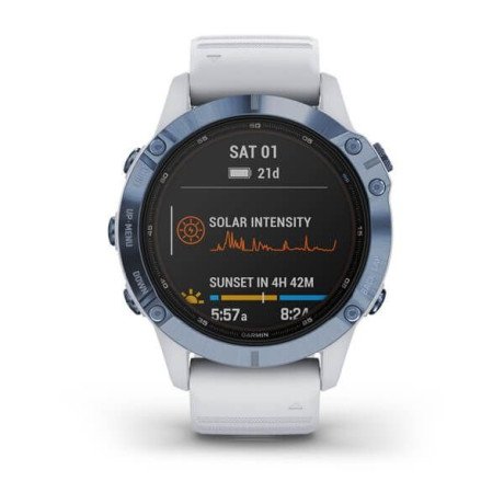 Смарт-часы Garmin Fenix 6 Pro Solar Edition Mineral Blue with Whitestone Band (010-02410-19/18)  Фото №10