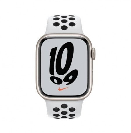 Смарт-часы Apple Watch Nike Series 7 GPS 41mm Starlight Aluminum Case w. Pure Platinum/Black Nike Sport Band (MKN33)  Фото №0