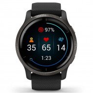 Смарт-годинник Garmin Venu 2 Slate Stainless Steel Bezel with Black Case and Silicone Band (010-02430-11/01)