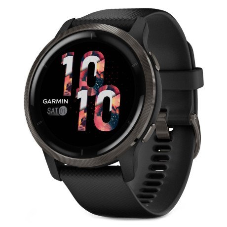Смарт-годинник Garmin Venu 2 Slate Stainless Steel Bezel with Black Case and Silicone Band (010-02430-11/01)  Фото №0