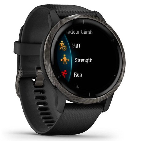 Смарт-годинник Garmin Venu 2 Slate Stainless Steel Bezel with Black Case and Silicone Band (010-02430-11/01)  Фото №1