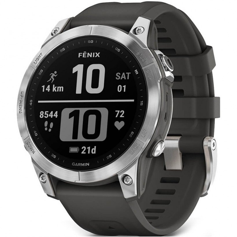 Смарт-годинник Garmin Fenix 7 Silver with Graphite Band (010-02540-00/01)  Фото №0