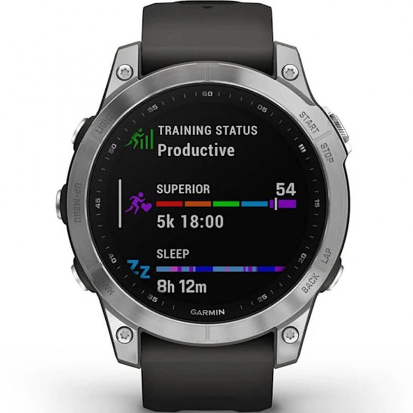 Смарт-годинник Garmin Fenix 7 Silver with Graphite Band (010-02540-00/01)  Фото №1