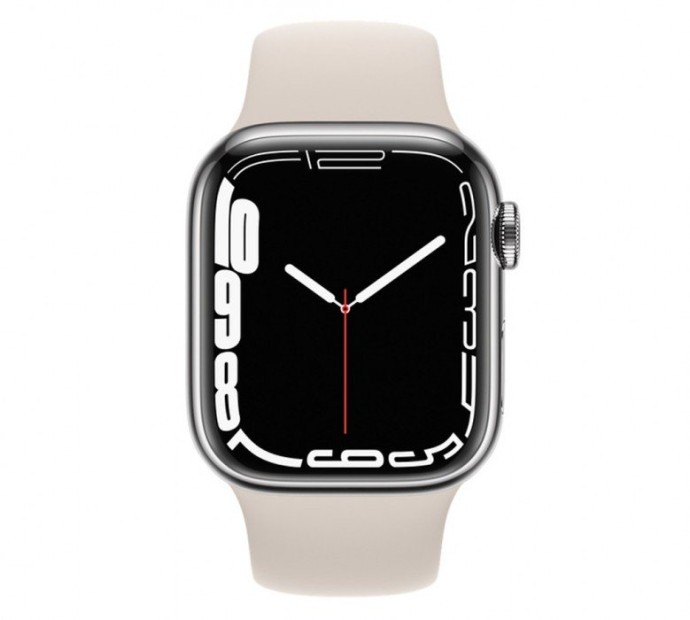 Смарт-часы Apple Watch Series 7 GPS + Cellular 45mm часы Apple Watch Series 7 GPS + Cellular 45mm Silver Stainless Steel Case w. Starlight Sport Band   Фото №0