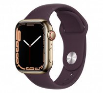 Смарт-годинник Apple Watch Series 7 GPS + Cellular 45mm Gold S. Steel Case w. Dark Cherry Sport Band (MKJF3)