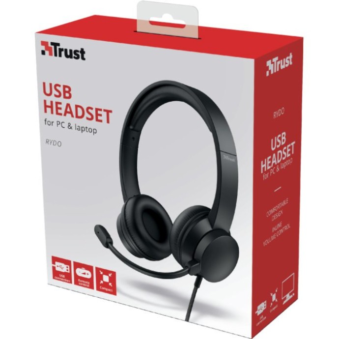 Комп&#039;ютерна гарнітура Trust Rydo On-Ear USB Black (24133)  Фото №5