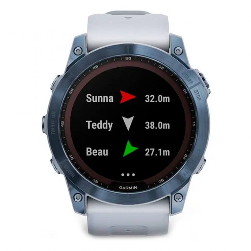Смарт-часы Garmin Fenix ??7 Sчасы Garmin Fenix 7 Sapphire Solar Mineral Blue DLC Titanium with Whitestone Band (010-02540-24/25)