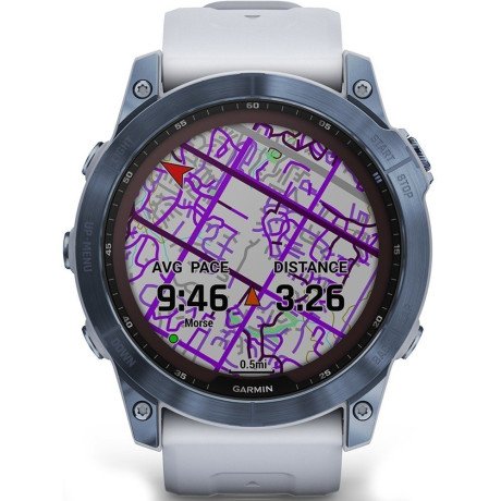 Смарт-часы Garmin Fenix 7X Sapphire Solar M. Blue DLC Titanium w. Whitestone Band (010-02541-14/15)  Фото №0